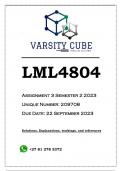 LML4804 Assignment 3 (DISTINCTION ANSWERS) Semester 2 2023 