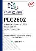 PLC2602 Assignment 1 (DETAILED ANSWERS) Semester 1 2024 - DISTINCTION GUARANTEED