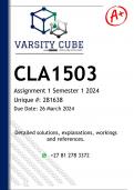 CLA1503 Assignment 1 (DETAILED ANSWERS) Semester 1 2024