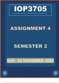 IOP3705 Assignment 4 (COMPLETE ANSWERS) Semester 2 2023 (674432)- DUE 10 November 2023