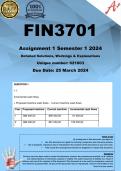 FIN3701 Assignment 1 (COMPLETE ANSWERS) Semester 1 2024 (621003) - DUE 25 March 2024