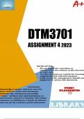 Summary DTM3701 Assignment 4 Answers for Semester 1 (2023) (Detailed answers provided)