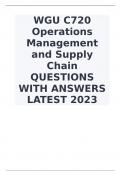 C720 Operations Management and Supply Chain QUESTIONS WITH ANSWERS LATEST 2023