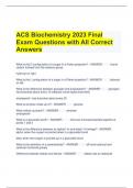 ACS Biochemistry 2023 Final Exam Questions with All Correct Answers