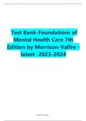 Test Bank-Foundations of Mental Health Care 7th Edition by Morrison-Valfre - latest -2023-2024