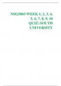 NSG5003 WEEK 1, 2, 3, 4, 5, 6, 7, 8, 9, 10 QUIZ: SOUTH UNIVERSITY