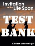 TEST BANK for Invitation to the Life Span 5th Edition by Kathleen Stassen Berger ISBN 9781319331986. (All Chapters 1-15).
