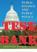 TEST BANK for Public Finance and Public Policy 7th Edition by Jonathan Gruber. ISBN 9781319399030. (Complete 25 Chapters).