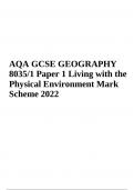 AQA GCSE GEOGRAPHY 8035/1 Paper 1 Living with the Physical Environment Mark Scheme 2022