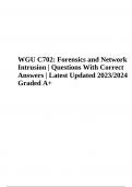 WGU C702: Forensics and Network Intrusion | Questions With Correct Answers | Latest Updated 2023/2024 Graded A+