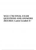 WGU C702 FINAL EXAM QUESTIONS WITH VERIFIED ANSWERS Latest Graded A+ 2023/2024.
