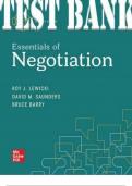 TEST BANK for Essentials of Negotiation, 7th Edition by Roy Lewicki, Bruce Barry and David Saunders ISBN13: 9781260399455. (Complete 12 Chapters)
