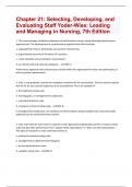 Chapter 21: Selecting, Developing, and Evaluating Staff Yoder-Wise: Leading and Managing in Nursing, 7th Edition | Questions and Answers(A+ Solution guide)