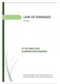OCTOBER 2023 EXAMINATION ANSWERS - LAW OF DAMAGES LPL4802