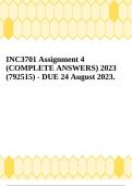 INC3701 Assignment 4 (COMPLETE ANSWERS) 2023 (792515) - DUE 24 August 2023.