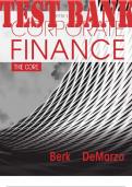 TEST BANK for Corporate Finance: The Core 5th Edition by Jonathan Berk and Peter DeMarzo. ISBN 9780134997551. (Complete 19 Chapters).