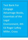 A Complete Test Bank For Cengage Advantage Books, Essentials of the Legal Environment, 4th Edition Roger LeRoy Miller, Frank B. Cross.