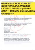 NBME CBSE REAL EXAM/ NBME CBSE QUESTIONS AND ANSWERS/ NBME CBSE LATEST  (usmle step 1) MEDICAL EXAMINATION (ACTUAL EXAM)