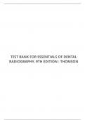 TEST BANK FOR ESSENTIALS OF DENTAL RADIOGRAPHY, 9TH EDITION : THOMSON