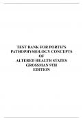 TEST BANK FOR PORTH’S PATHOPHYSIOLOGY CONCEPTS OF ALTERED HEALTH STATES GROSSMAN 9TH EDITION