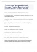  Fx Insurance Terms and Related Concepts Practice Questions And Answers Graded A+ 2023 Passed.