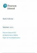 PEARSON EDEXCEL GCE A2 MATHEMATICS (9MAO) PAPER 02 PURE MATHEMATICS 2023 (MARK SCHEME)