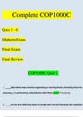 COP1000C Quiz 1 - 6, Midterm Exam, Final Exam, Final Review Questions and Answers (2023 / 2024) (Verified Answers)