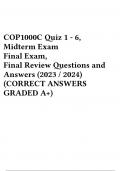 COP1000C Quiz 1 - 6, Midterm Exam Final Exam, Final Review Questions and Answers (2023 / 2024) (CORRECT ANSWERS GRADED A+)