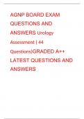 AGNP BOARD EXAM QUESTIONS AND ANSWERS Urology Assessment ( 44 Questions)GRADED A++ LATEST QUESTIONS AND ANSWERS