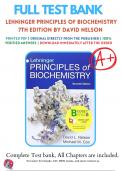 Test Bank For Lehninger Principles of Biochemistry 7th Edition By David Nelson ( 2022-2023 ) / 9781464126116 / Chapter 1-28 / Complete Questions and Answers A+