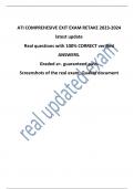 ATI COMPREHESIVE EXIT EXAM RETAKE 2023-2024  latest update Real questions with 100% CORRECT verified  ANSWERS. Graded a+. guaranteed pass. Screenshots of the real exam. Quality document