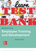TEST BANK for Employee Training & Development 9th Edition Noe Raymond. ISBN 9781265599652, ISBN-13 978-1264080922. (All the 11 Chapters)