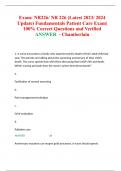 Exam: NR226/ NR 226 (Latest 2023/ 2024 Update) Fundamentals Patient Care Exam| 100% Correct Questions and Verified ANSWER  - Chamberlain