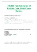 NR226 Fundamentals of Patient Care Final Exam Review