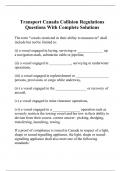 Transport Canada Collision Regulations Questions With Complete Solutions