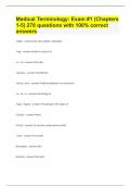 Medical Terminology Exam #1 (Chapters 1-5) |278 questions with 100% correct answers.