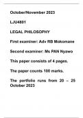 LJU4801 portfolio exam due 25 October 2023 