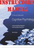 INSTRUCTOR'S MANUAL for Cognitive Psychology: Connecting Mind, Research and Everyday Experience 4th edition by Bruce Goldstein. ISBN 9781285763880 (Complete 13 Chapters)