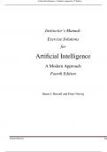 SOLUTIONS & INSTRUCTOR MANUAL for Artificial Intelligence: A Modern Approach, 4th Edition by Peter Norvig and Stuart Russell Updated A+