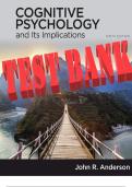 TEST BANK for Cognitive Psychology and Its Implications 9th Edition by John Anderson. ISBN 9781319106997, 1319106994. ISBN-10 1319067115 ISBN-13 978-1319067113. All Chapters 1-14. 