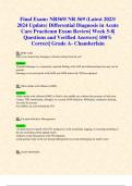Final Exams: NR569/ NR 569 (Latest 2023/ 2024 Updates STUDY BUNDLE ) Differential Diagnosis in Acute Care Practicum Exam Reviews| Week 5-8| Questions and Verified Answers| 100% Correct| Grade A- Chamberlain