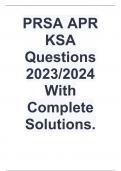 PRSA APR KSA Questions 2023/2024 With Complete Solutions.