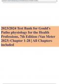 2023/2024 Test Bank for Gould's Patho physiology for the Health Professions, 7th Edition (Van Meter 2023) Chapter 1-28 | All Chapters included