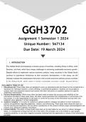 GGH3702 Assignment 1 (ANSWERS) Semester 1 2024 - DISTINCTION GUARANTEED
