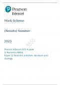 Pearson Edexcel GCE A Level Business paper 2(9BS0/02)Mark scheme for June 2023
