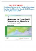 FULL TEST BANK!!! Test Bank for Success in Practical Vocational Nursing 9thEdition by Knecht ||All Chapters A+ Complete Guide 2023