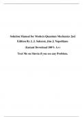 Solution Manual for Modern Quantum Mechanics 2nd Edition By J. J. Sakurai, Jim J. Napolitano A+