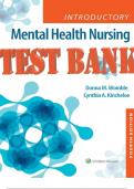 TEST BANK for Introductory Mental Health Nursing 4th Edition BY Womble Kincheloe (All Chapters 1-19 MCQ)