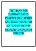 BEST REVIEW TEST BANK FOR EVIDENCE BASED PRACTICE IN NURSING AND HEALTHCARE  4TH EDITION BY MELNYK