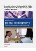 Essentials of Dental Radiography 9th Edition Sample Questions By Evelyn Thomson,Orlen Johnson – Test Bank